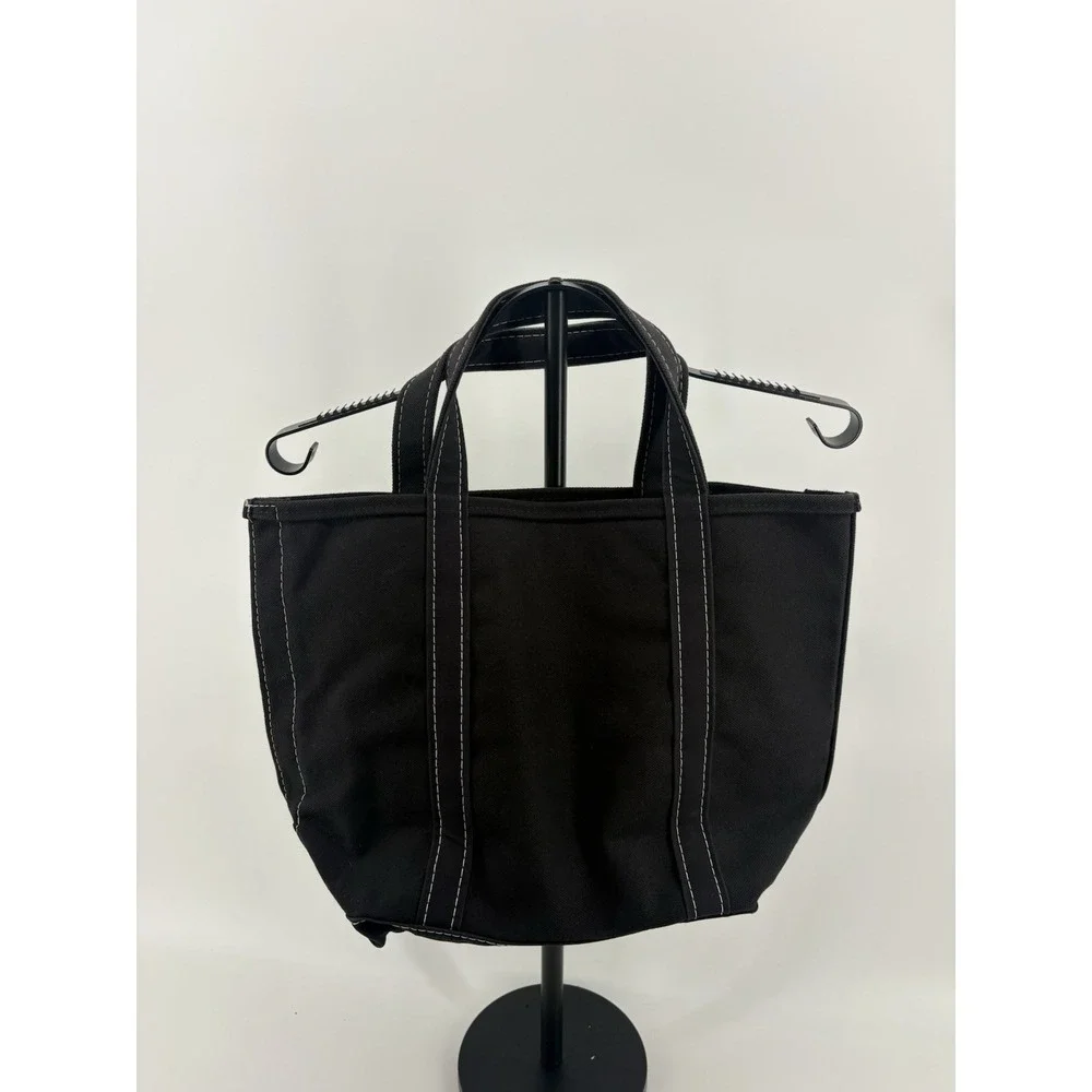 Vintage LL Bean Boat & Tote Bag Large‎ Black Monogram Short Straps USA Made GUC